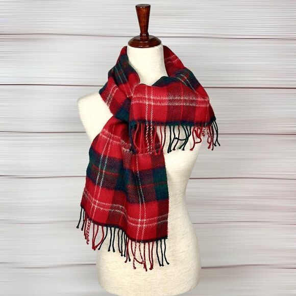 Highlander by Lochcarron Scotland Tartan Plaid Red Lambswool Scarf - Picture 2 of 8